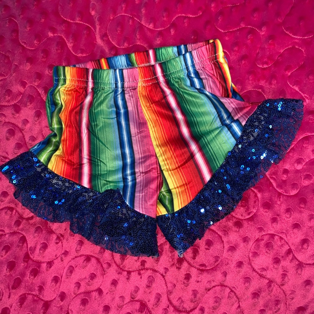 Rainbow ruffle shorts with sequins